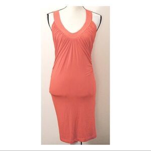 Bebe Orange Ruched Stretch Bodycon Dress Mini